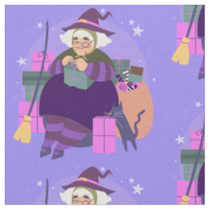 epiphany christmas witch befana black cat  fabric
