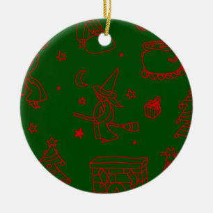 epiphany christmas witch befana green ceramic ornament