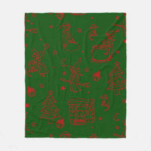 epiphany christmas witch befana green fleece blanket
