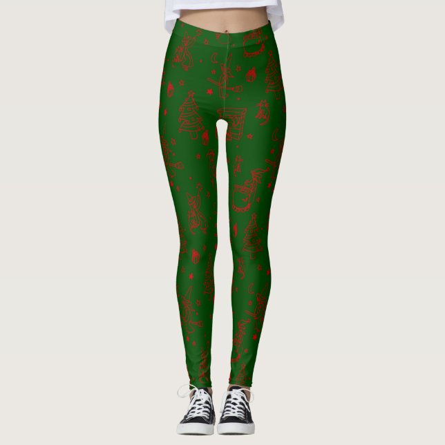 epiphany christmas witch befana green leggings (Front)