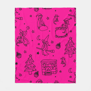 epiphany christmas witch befana pink fleece blanket