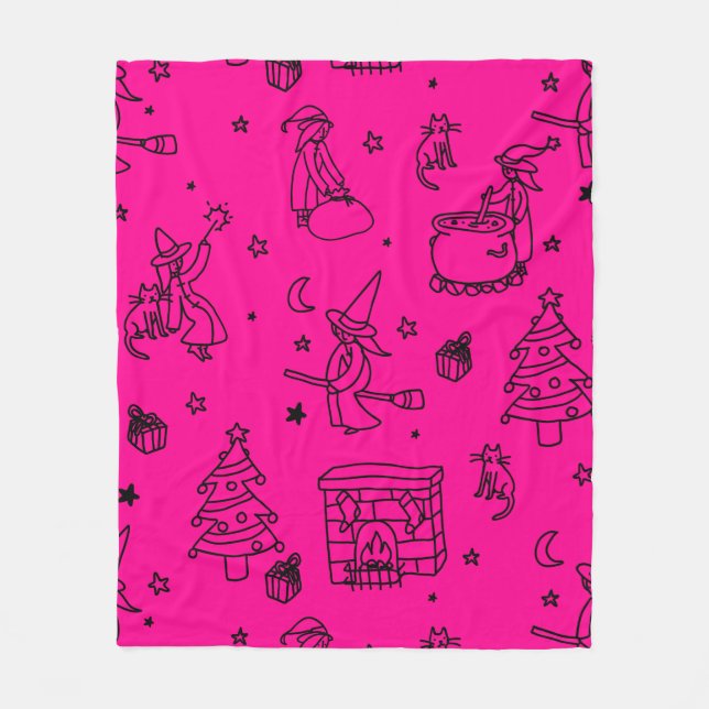 epiphany christmas witch befana pink fleece blanket (Front)