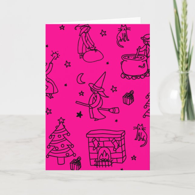 epiphany christmas witch befana pink invitation (Front)