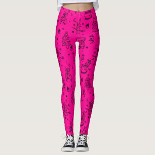 epiphany christmas witch befana pink leggings