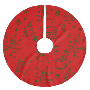 epiphany christmas witch befana red brushed polyester tree skirt