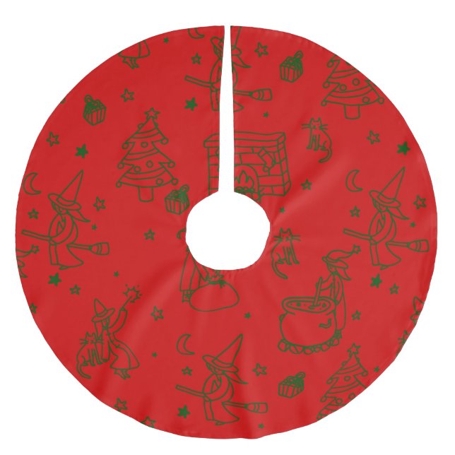 epiphany christmas witch befana red brushed polyester tree skirt (Front)