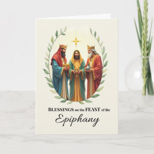 Epiphany Feast Day Blessings Three Wise Men Wreath Card