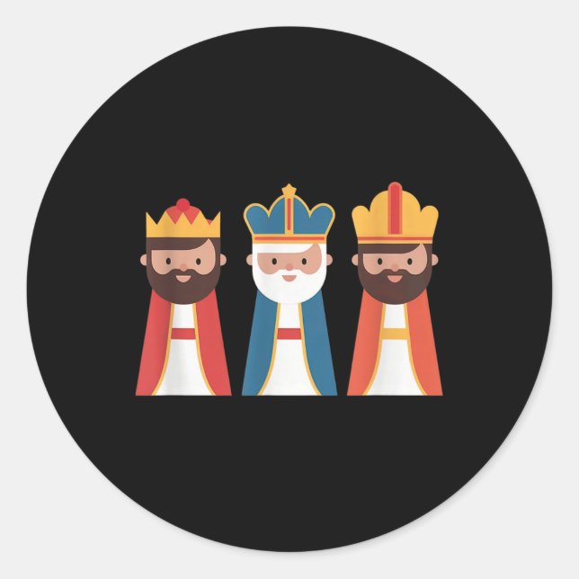 Epiphany Feliz Dia De Reyes Three Wise Men Happy H Classic Round Sticker (Front)