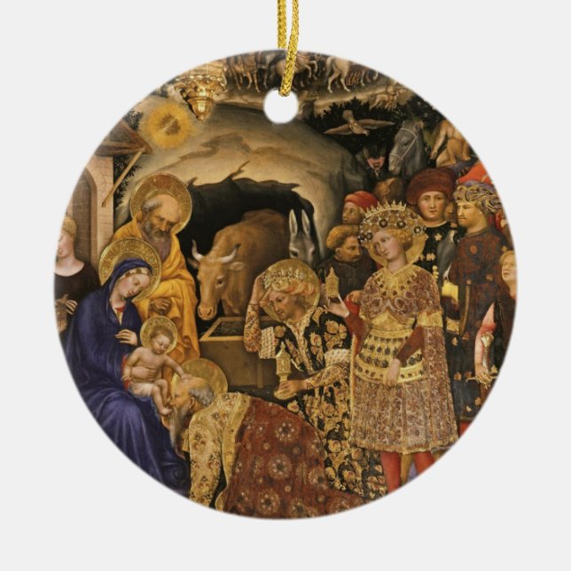 Epiphany Three Kings Virgin Mary Baby Jesus Joseph Ceramic Tree Decoration (Front)