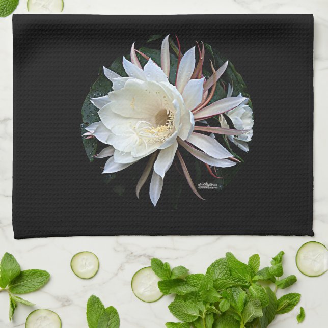 Epiphyte Cactus Flower Tea Towel (Folded)