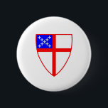 Episcopal Shield 6 Cm Round Badge<br><div class="desc">Episcopal shield for members of the Anglican Church or Church of England. On some mugs it is combined with a representation of the Holy Spirit in stained glass by Tiffany Studios.</div>