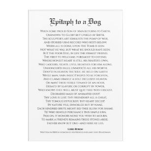 Epitaph to a Dog, Lord Byron Poem Acrylic Print