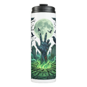 Epitapip Zombie Hand Full Moon Graveyard Thermal Tumbler