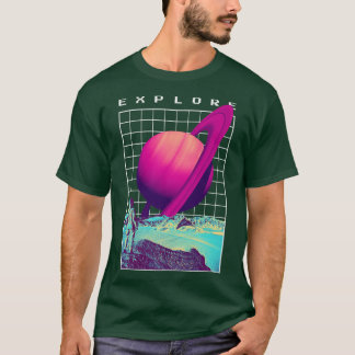 Eplore Saturn Retro Astronaut Astral Cosmic Design T-Shirt