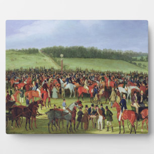 Epsom Races: The Betting Post (oil on canvas) Plaque