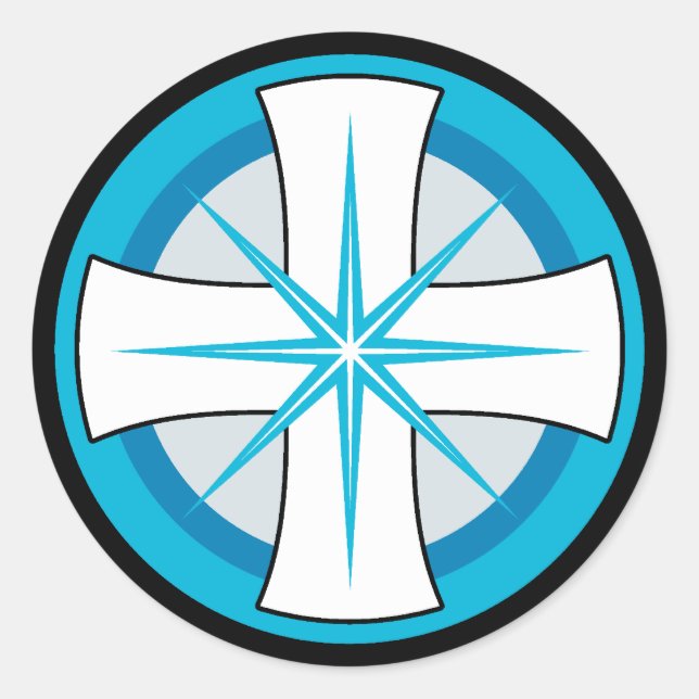 Equal Armed Blue Cross Classic Round Sticker (Front)