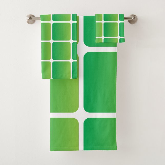 Equal Green Squares  Bath Towel Set (Insitu)
