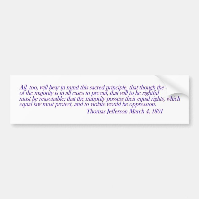 Equal law must protect.... bumper sticker (Front)