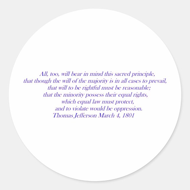 Equal law must protect.... classic round sticker (Front)