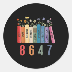 Equal Rights Book Flower 8647 Trump Feminist Women Classic Round Sticker