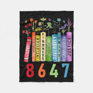 Equal Rights Book Flower Anti Trump Feminist Women Fleece Blanket