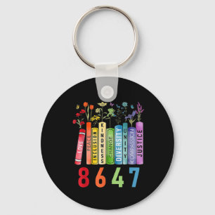Equal Rights Book Flower Anti Trump Feminist Women Key Ring