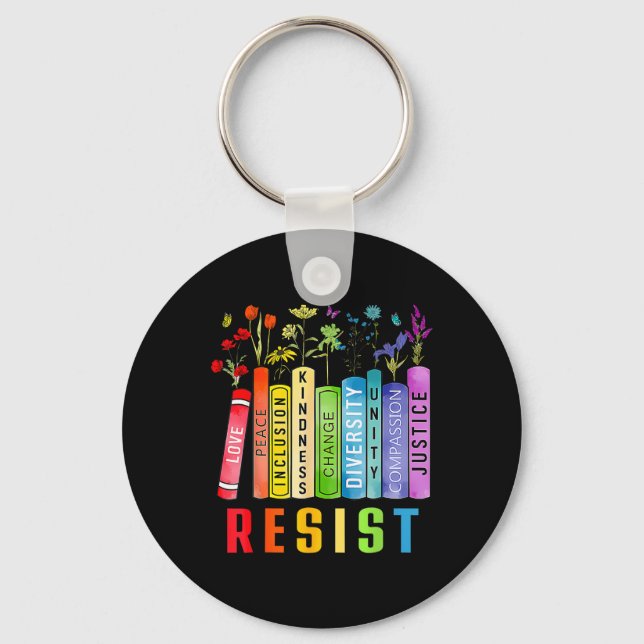 Equal Rights Book Flower Trump Women Rights Femini Key Ring (Front)