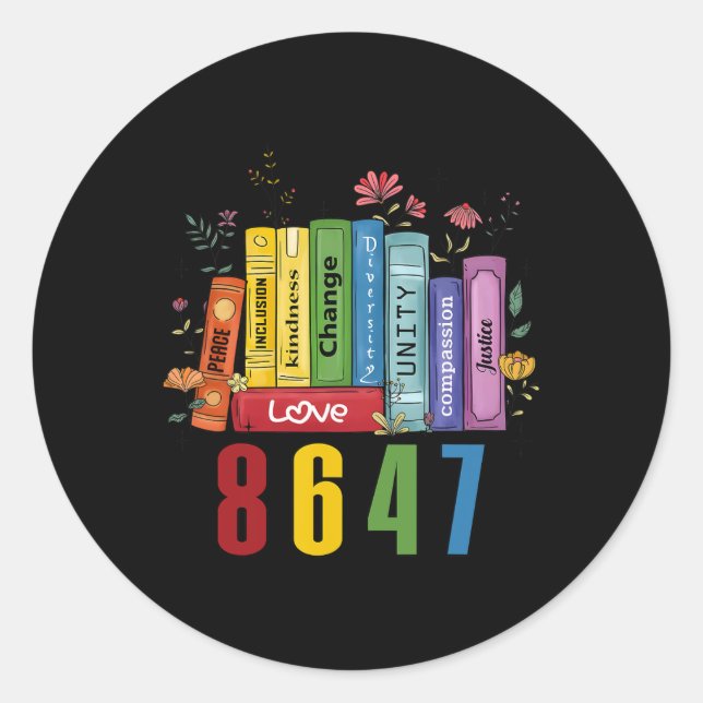 Equal Rights Book Flowers 8647 Trump Feminist Wome Classic Round Sticker (Front)