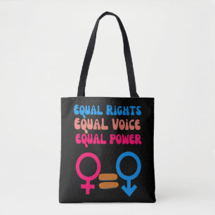 Equal Rights Equal Voice Feminist Equality Resist Tote Bag