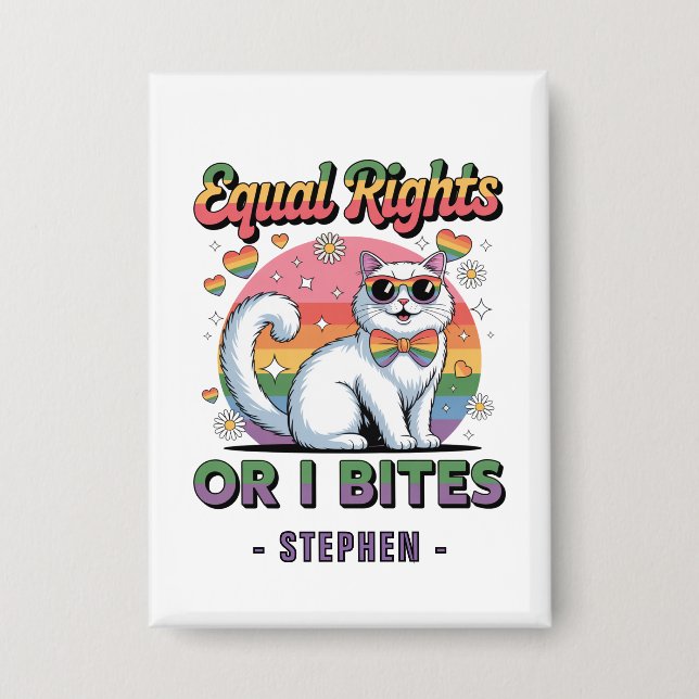 Equal Rights – Funny Cute White Cat LGBTQ Pride (Front)