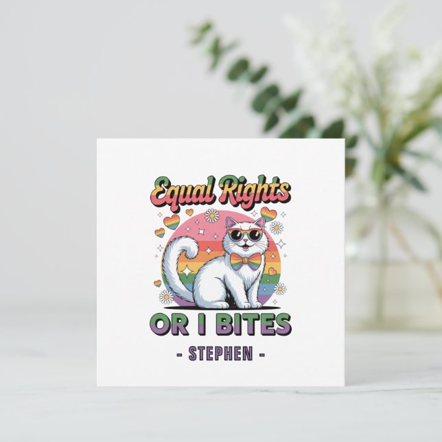 Equal Rights – Funny Cute White Cat LGBTQ Pride (Standing Front)