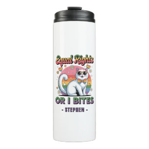 Equal Rights – Funny Cute White Cat LGBTQ Pride Thermal Tumbler