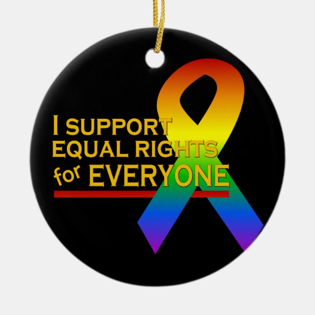 Equal Rights Supporter ornament, customise Ceramic Tree Decoration (Front)