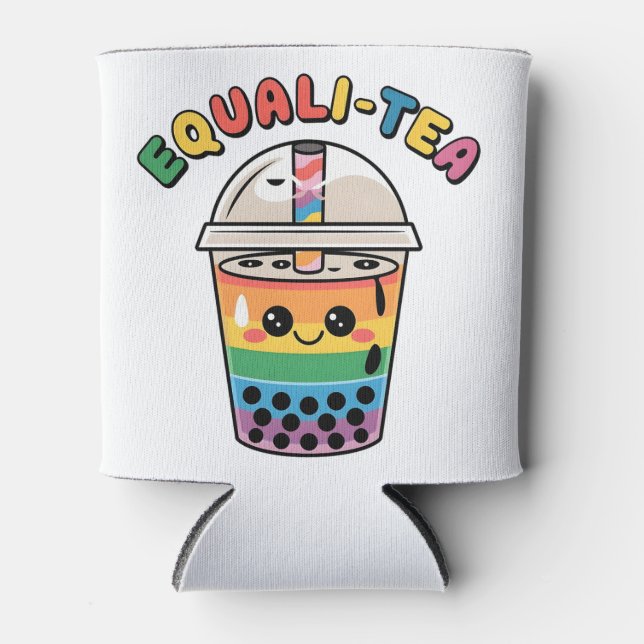 Equali-Tea Funny LGBTQ Bubble Tea Pride Month Can Cooler (Front)
