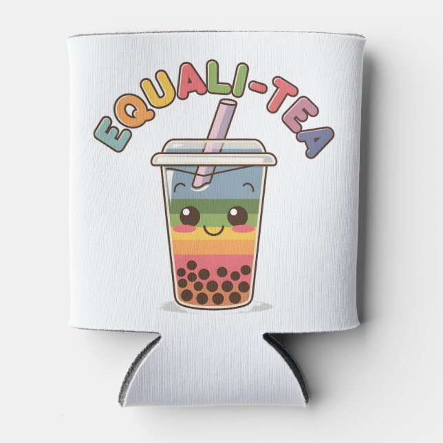 Equali-Tea Funny LGBTQ Bubble Tea Pride Month Can Cooler (Front)
