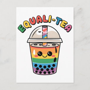Equali-Tea Funny LGBTQ Bubble Tea Pride Month Holiday Postcard