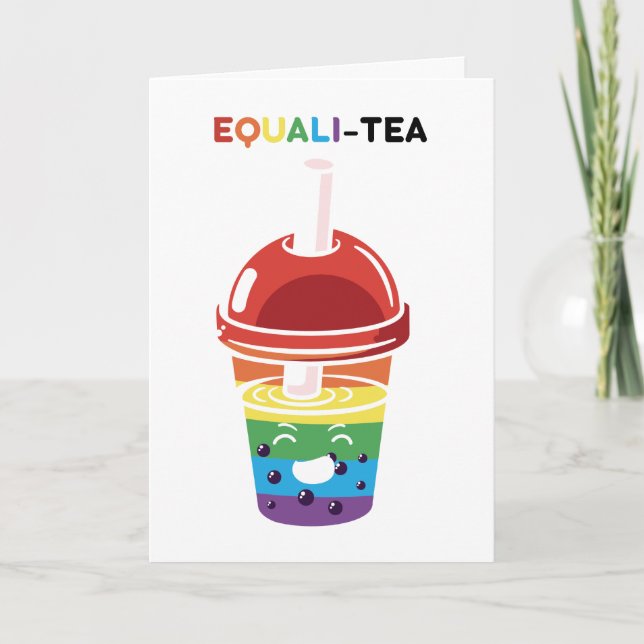 Equalitea LGBTQ pride rainbow flag boba bubble tea Card (Front)