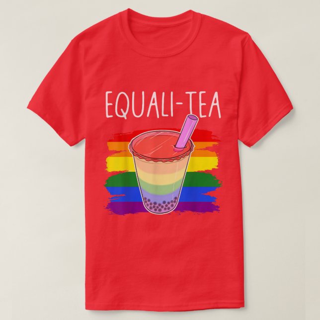 Equalitea Rainbow Boba Bubble Tea Pride LGBT Kawai T-Shirt (Design Front)