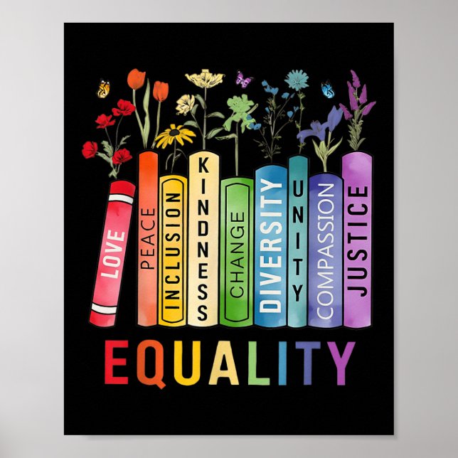 Equality Bookshelf Diversity Inclusion Kindness Ju Poster (Front)