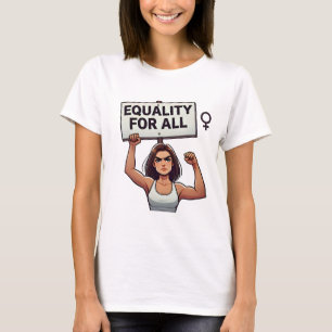 Equality for All – Strong Woman with Protest Sign T-Shirt