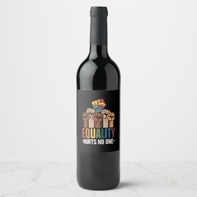 Equality Hurts No One LGBTQ Pride Human Rights Wine Label (Front)