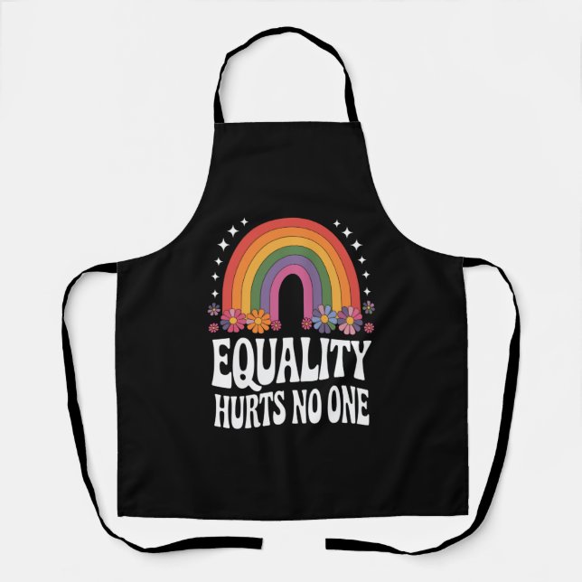 Equality Hurts No One Rainbow Equal Rights Groovy Apron (Front)