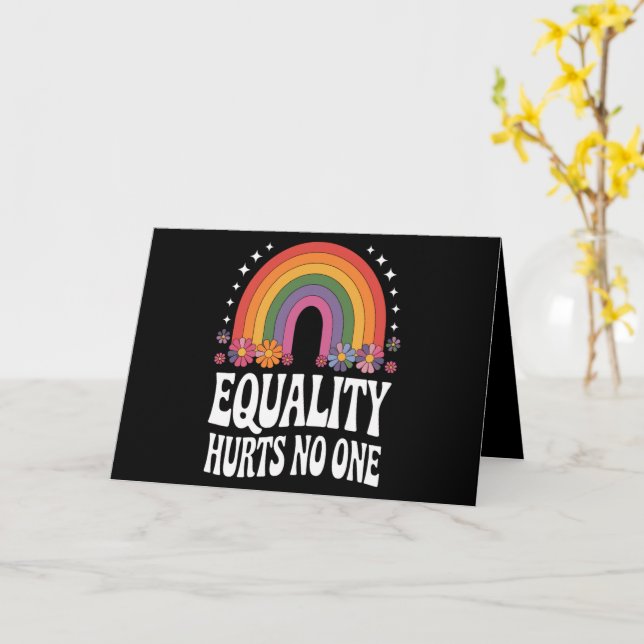 Equality Hurts No One Rainbow Equal Rights Groovy Card (Yellow Flower)