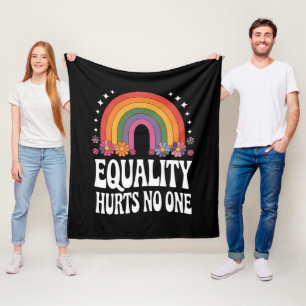 Equality Hurts No One Rainbow Equal Rights Groovy Fleece Blanket
