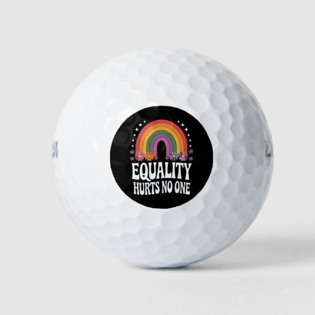 Equality Hurts No One Rainbow Equal Rights Groovy Golf Balls (Front)