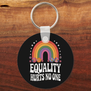 Equality Hurts No One Rainbow Equal Rights Groovy Key Ring
