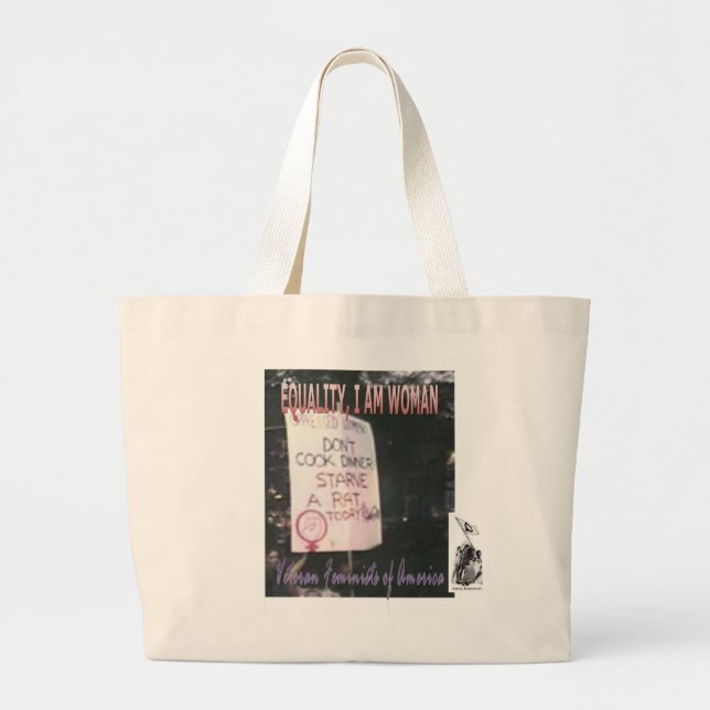 EQUALITY, I AM WOMAN LARGE TOTE BAG (Front)