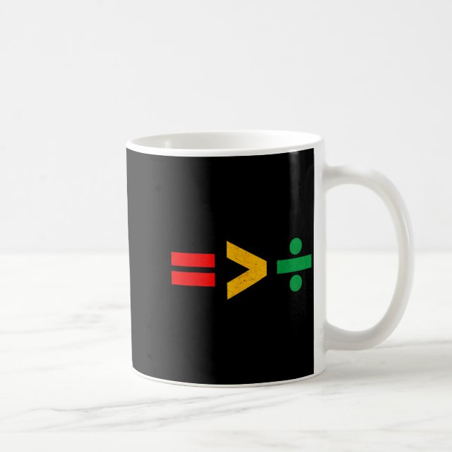 Equality is Greater Than Division Juneteenth Black Coffee Mug (Right)