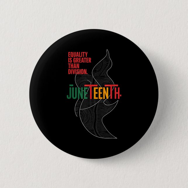 Equality is greater than division juneteenth math  6 cm round badge (Front)