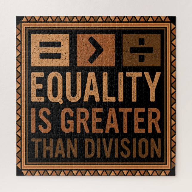 Equality Is Greater Than Division Math Black Histo Jigsaw Puzzle (Vertical)